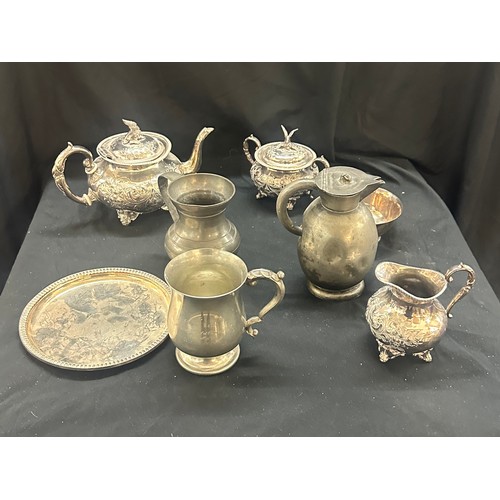 59 - Selection of metalware to include EPNS tea pots etc