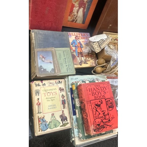 126 - Selection of vintage children's items to include toys, skipping ropes, dominoes, books etc