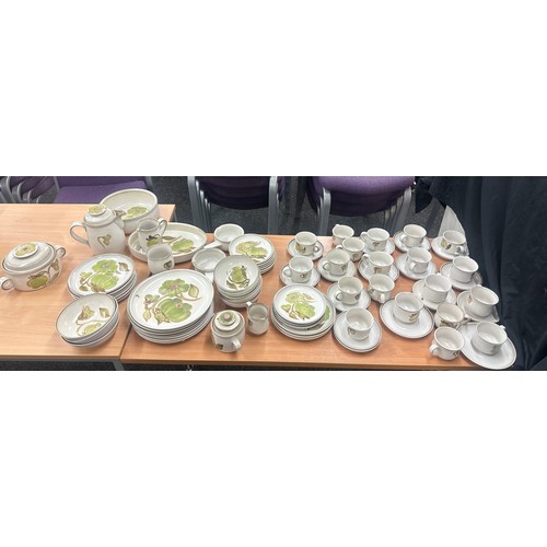 208 - Large selection of part dinner and tea Denby ware to include cups, plates, bowls, lidded pots etc