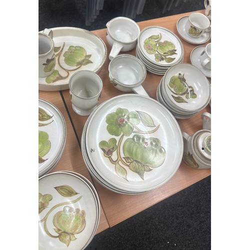 208 - Large selection of part dinner and tea Denby ware to include cups, plates, bowls, lidded pots etc