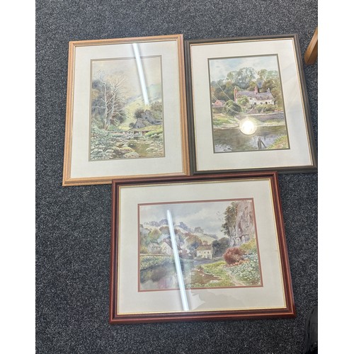 97 - Selection of framed water colours signed E.Brown largest measures approx 26 inches tall by 21 wide