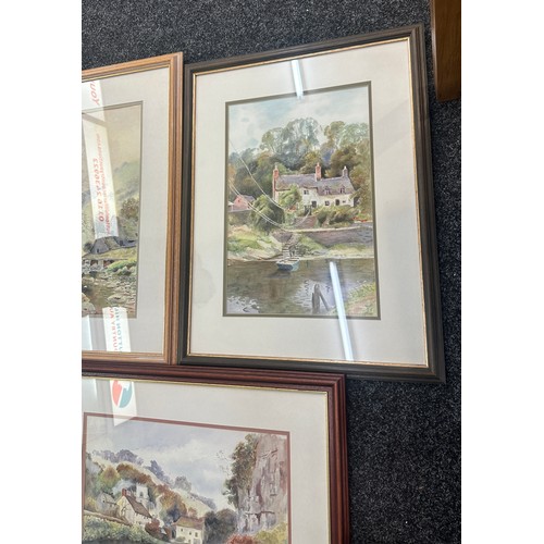 97 - Selection of framed water colours signed E.Brown largest measures approx 26 inches tall by 21 wide