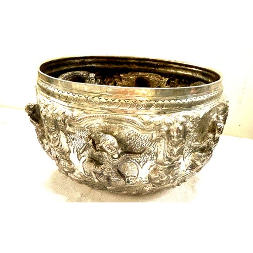 563 - Large selection of assorted silver pieces to include Indian silver detailed bowl, toddy ladle, pictu... 