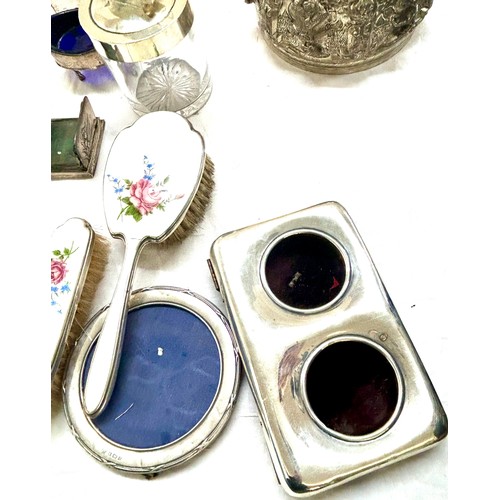 563 - Large selection of assorted silver pieces to include Indian silver detailed bowl, toddy ladle, pictu... 