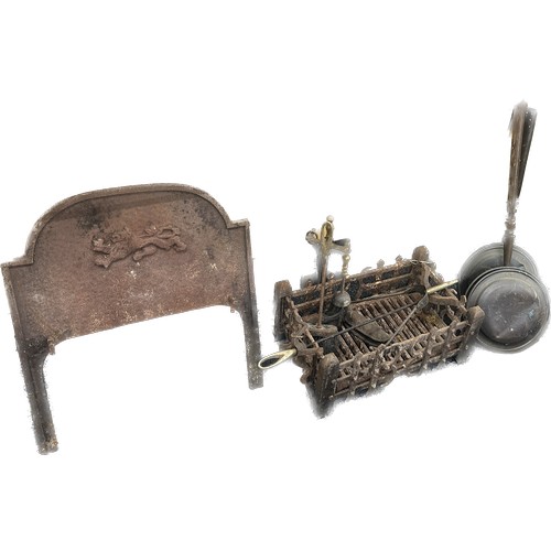 262 - Selection of vintage metal items to include companion set, fire screens, warming pans etc