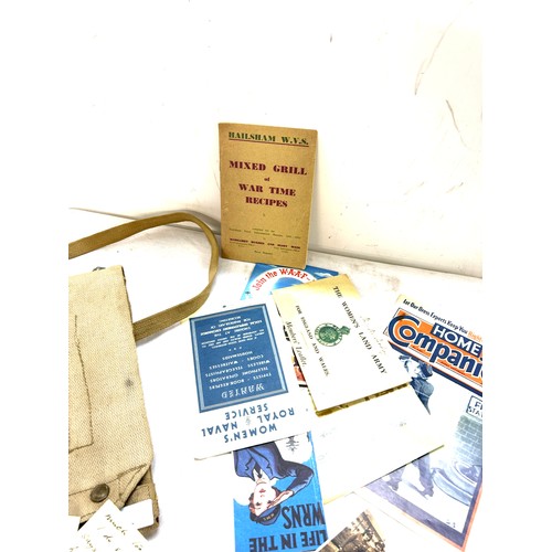 2 - Selection of War ephemera includes WW2 Map bag, letters, and a German Peter KÜpper hat etc