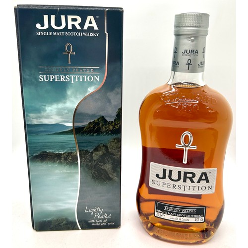 592 - Boxed sealed bottle of Jura Superstition single malt whisky, 70cl