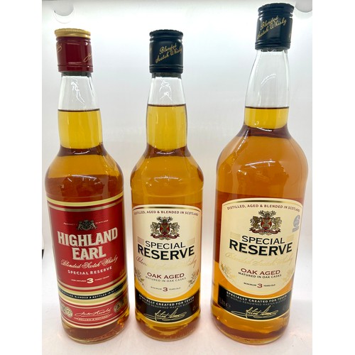 590 - Selection of 3 sealed bottles of Whisky to include Special reserve Scotch Whisky, 1 litre bottle, 70... 