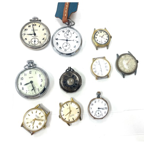 525 - Bag of vintage wrist watches and pocket watches to include Chronograph, Smiths etc