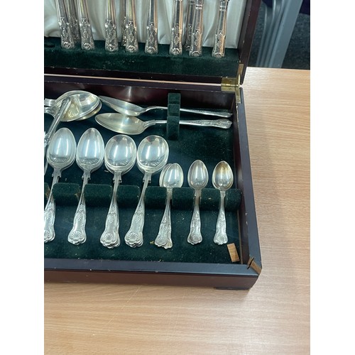 145 - Canteen of silver plate cutlery by George Butler Canvendish Sheffield plus candle stick, spoons etc