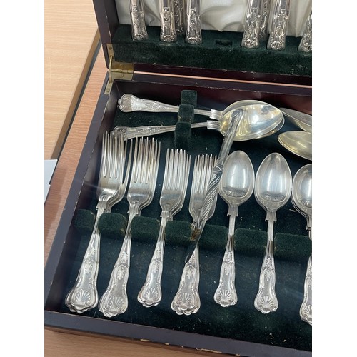 145 - Canteen of silver plate cutlery by George Butler Canvendish Sheffield plus candle stick, spoons etc