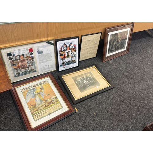 52 - Selection framed military pictures and prints largest frame measures approximately 24 by 20 inches