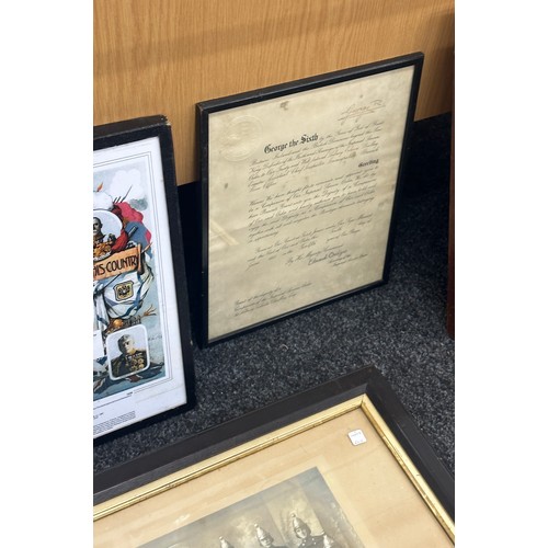 52 - Selection framed military pictures and prints largest frame measures approximately 24 by 20 inches