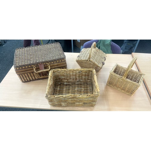 248 - Selection of wicker baskets to include picnic hamper, F&M basket etc