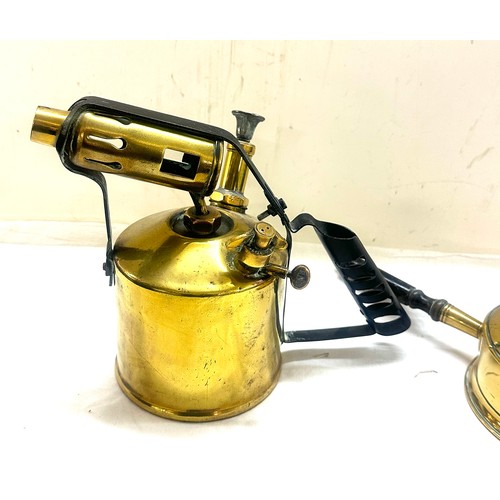 62 - TE Bladon & Son Birmingham blow lamp, brass warming pan