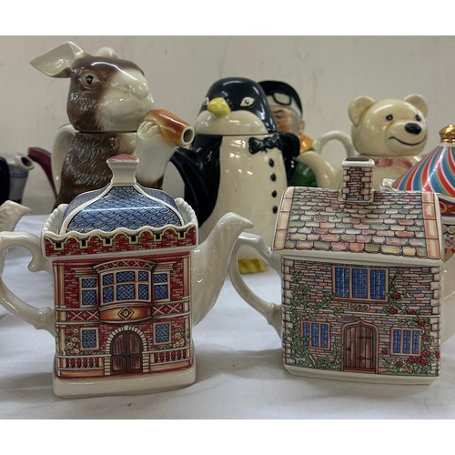 198 - Selection of novelty teapots to include makers Sadler etc