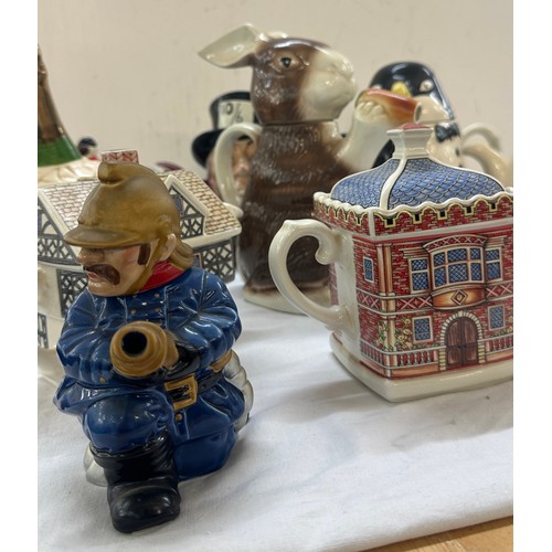 198 - Selection of novelty teapots to include makers Sadler etc