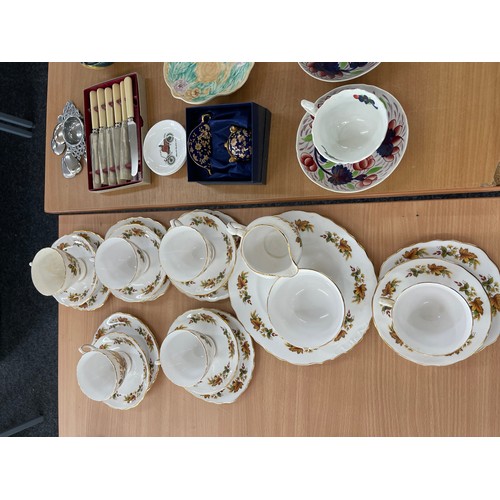 247 - Large selection of miscellaneous includes Part tea service, metal ware etc