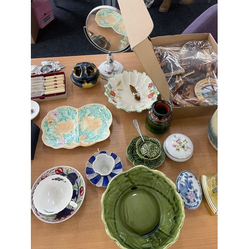 247 - Large selection of miscellaneous includes Part tea service, metal ware etc