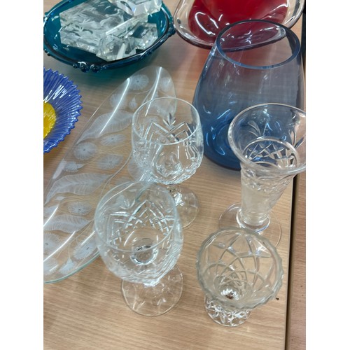 206 - Selection of glassware includes vases etc