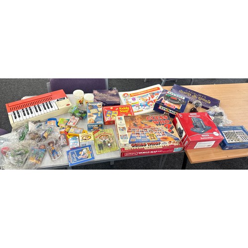 223 - Selection vintage and later childrens toys and games to include McDonalds, Boggle, Top trumps, board... 