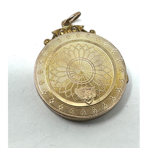 110 - Antique 9ct gold back & front locket measures approx 3.2cm drop by 2.9cm weight 4.2g