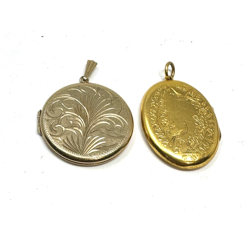 111 - 2 vintage 9ct gold back & front & rolled gold lockets measures approx 4cm drop by 2.5cm and 4.5cm dr... 