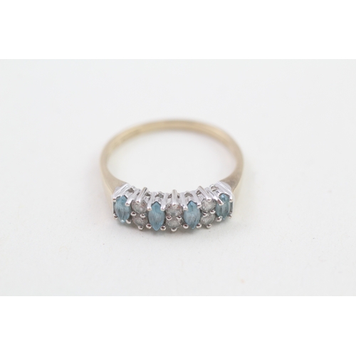 182 - 9ct gold topaz and cubic zirconia half eternity dress ring (1.9g)