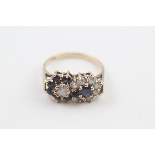 188 - 9ct gold sapphire and cubic zirconia yin yang cluster cocktail ring (3.3g)