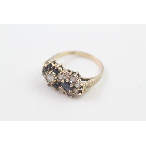 188 - 9ct gold sapphire and cubic zirconia yin yang cluster cocktail ring (3.3g)