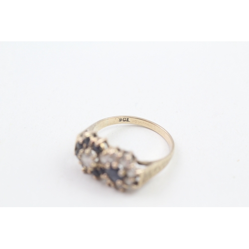 188 - 9ct gold sapphire and cubic zirconia yin yang cluster cocktail ring (3.3g)