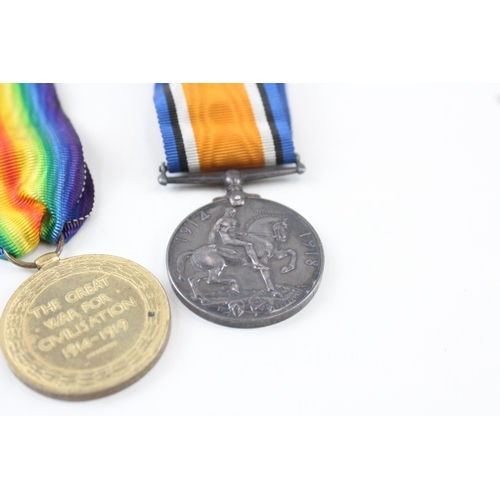 384 - WW1 Medal Pair & Original Ribbons Named 34445 Pte E. Beardmore L.N Lancs Regt