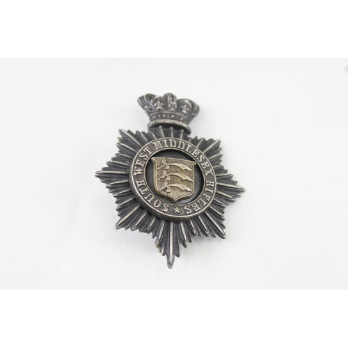 393 - Victorian Military South West Middlesex Rifles Pouch Belt Badge