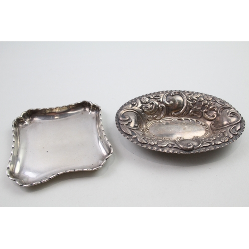 42 - 2 x .925 sterling pin / trinket dishes / trays