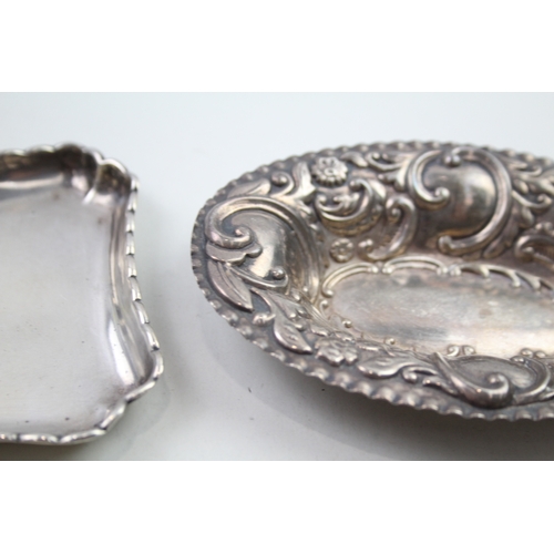 42 - 2 x .925 sterling pin / trinket dishes / trays