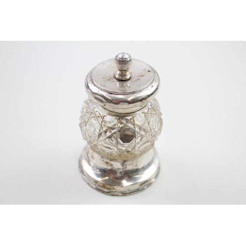 44 - .925 sterling & cut glass pepper mill