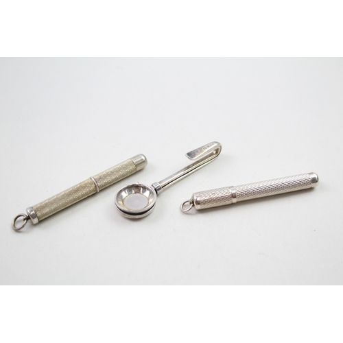 69 - 3 x .925 sterling toothpicks & napkin clip