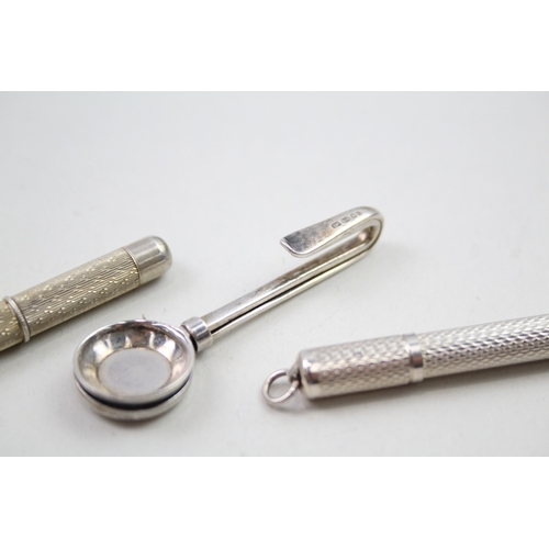 69 - 3 x .925 sterling toothpicks & napkin clip