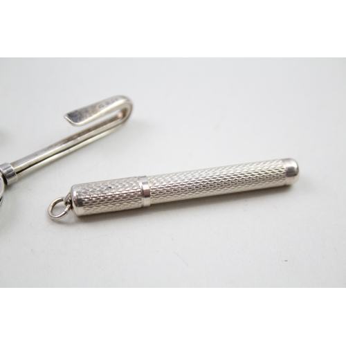 69 - 3 x .925 sterling toothpicks & napkin clip