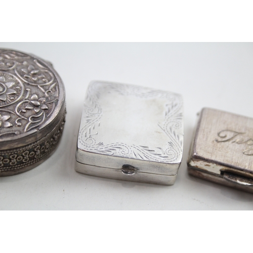 78 - 4 x .925 sterling silver pill / trinket boxes