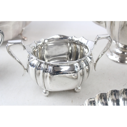 1 - Silver Plate Ware Melon Shaped Teapots Swing Handled Dish Vase x 10 5092g