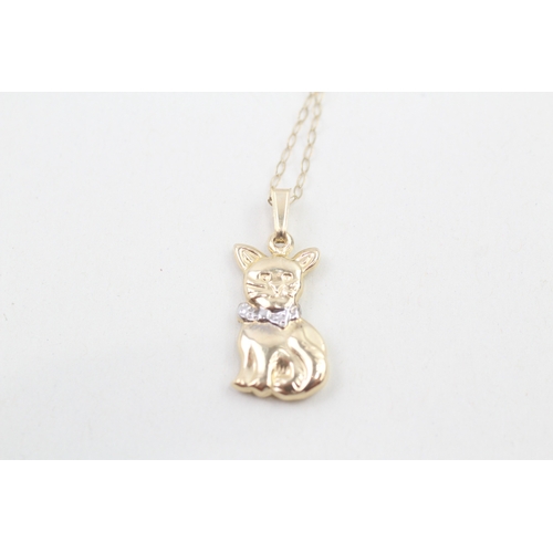 177 - 9ct gold cat pnednat necklace (0.9g)