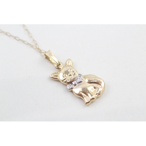 177 - 9ct gold cat pnednat necklace (0.9g)