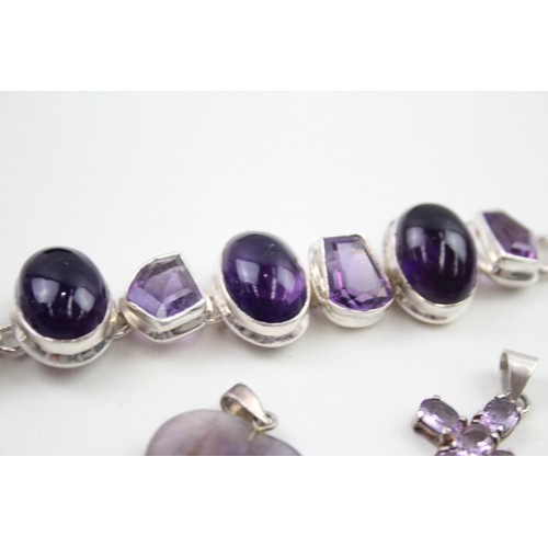 284 - A collection of silver amethyst set jewellery (53g)