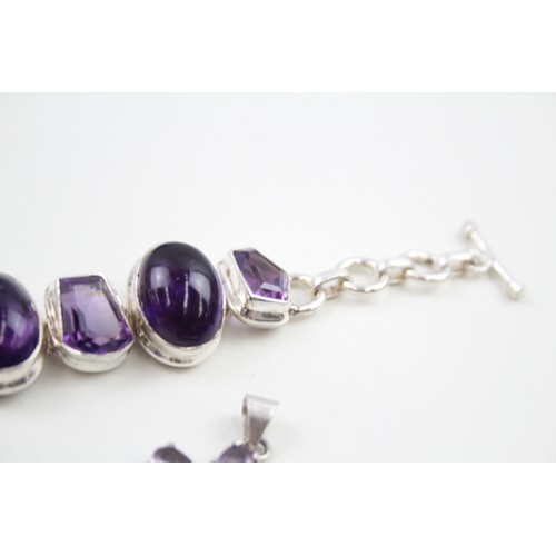 284 - A collection of silver amethyst set jewellery (53g)