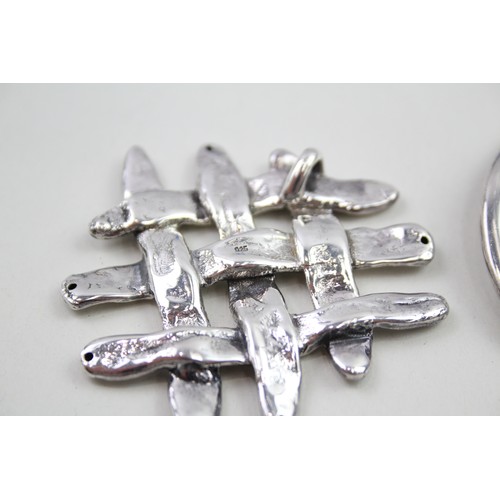 292 - Three silver minimalist pendants (37g)