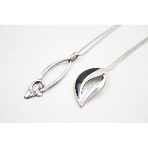 301 - Two silver necklaces by designer Malcom Gray (8g)