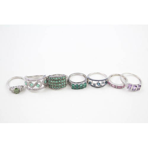 309 - A collection of silver stone set rings (27g)