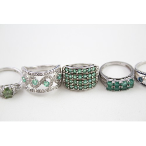 309 - A collection of silver stone set rings (27g)