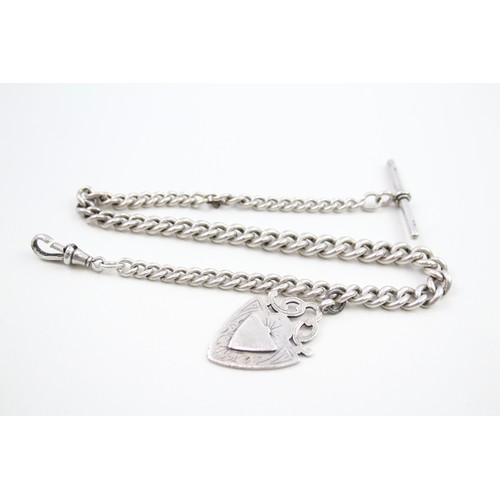 328 - A silver antique watch chain and fob (52g)